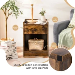 Costway Set Of 2 Nightstand With Drawer Cabinet End Side Table Raised Top -Baxton Furniture Store GUEST d4a75865 6bb4 4f52 bb12 c1c56eae0fed