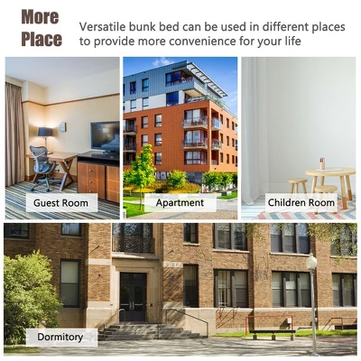 Costway Twin Over Twin Pull-Out Bunk Bed With Trundle Wooden Ladder WhiteEspresso 5 Costway Twin Over Twin Pull-Out Bunk Bed With Trundle Wooden Ladder WhiteEspresso - Image 3