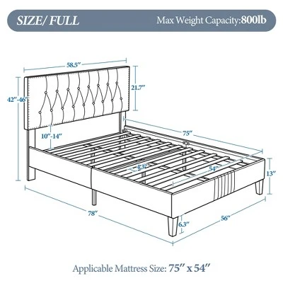 Yaheetech Upholstered Bed Frame With Button-Tufted Headboard 5 Yaheetech Upholstered Bed Frame With Button-Tufted Headboard - Image 3
