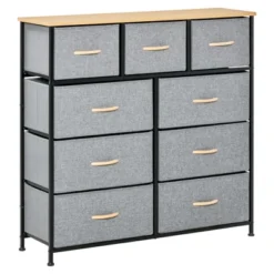 HOMCOM 9 Drawers Storage Chest Dresser Organizer Unit W/ Steel Frame, Wood Top, Easy Pull Fabric Bins, For Bedroom, Hallway, Closet, Entryway 15 HOMCOM 9 Drawers Storage Chest Dresser Organizer Unit W/ Steel Frame, Wood Top, Easy Pull Fabric Bins, For Bedroom, Hallway, Closet, Entryway -Baxton Furniture Store GUEST d53b9bad d459 4beb 8d12 ffa54356a8c0