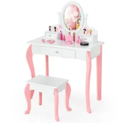 Costway Kids Vanity Princess Makeup Dressing Table Stool Set W/ Mirror Drawer 21 Costway Kids Vanity Princess Makeup Dressing Table Stool Set W/ Mirror Drawer -Baxton Furniture Store GUEST d6093c0a f85b 42e3 82bd 363122dac0da