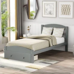 Twin Size Wood Platform Bed Frame With Storage Drawer And Slat Support-ModernLuxe -Baxton Furniture Store GUEST d87cb0c2 9f8e 42f0 af84 bcd251024947