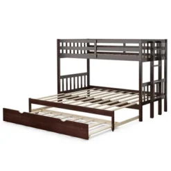 Costway Twin Over Twin Pull-Out Bunk Bed With Trundle Wooden Ladder WhiteEspresso 21 Costway Twin Over Twin Pull-Out Bunk Bed With Trundle Wooden Ladder WhiteEspresso -Baxton Furniture Store GUEST d8ff4e58 c2f8 40a5 b780 8bf3330fe12f
