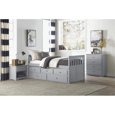 Orion 1-Drawer And 1-Shelf Transitional Wood Nightstand In Gray - Lexicon 4 Orion 1-Drawer And 1-Shelf Transitional Wood Nightstand In Gray - Lexicon - Image 2