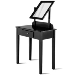 Costway Makeup Desk Vanity Dressing Table Square Stool 1 Large Black -Baxton Furniture Store GUEST d9636989 c4d3 4b4b 8f1b b97690eec42f