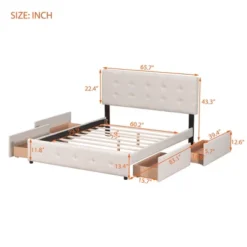 Upholstered Queen Size Platform Bed With Classic Headboard And 4 Drawers-ModernLuxe -Baxton Furniture Store GUEST d9f9a2fd b6d2 4f21 bbc3 5292566be15b