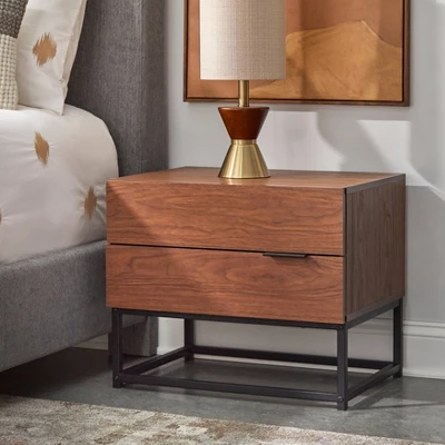 Noble 2 Drawers Nightstand Walnut - Buylateral 3 Noble 2 Drawers Nightstand Walnut - Buylateral