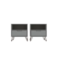 Set Of 2 Rockefeller 1 Drawer Nightstands - Manhattan Comfort -Baxton Furniture Store GUEST dac6dd8f ebbf 402d 9739 337f36c66a06
