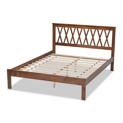 Queen Malene Wood Platform Bed Walnut - Baxton Studio 4 Queen Malene Wood Platform Bed Walnut - Baxton Studio - Image 2