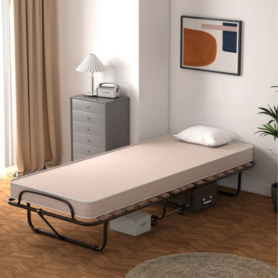 Costway Portable Folding Bed With Mattress Rollaway Cot Made In Italy NavyBeige 12 Costway Portable Folding Bed With Mattress Rollaway Cot Made In Italy NavyBeige - Image 10
