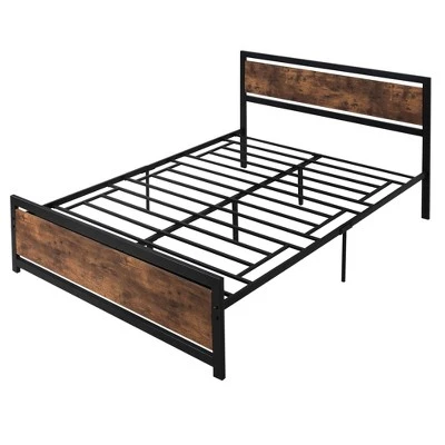 HOMCOM Queen Platform Bed Frame With Headboard & Footboard, Strong Metal Slat Support Full Bed Frame W/ Underbed Storage Space, No Box Spring Needed, 63''x82''x40.5'' 5 HOMCOM Queen Platform Bed Frame With Headboard & Footboard, Strong Metal Slat Support Full Bed Frame W/ Underbed Storage Space, No Box Spring Needed, 63''x82''x40.5'' - Image 3
