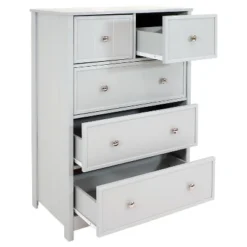 Sunnydaze Decor Sunnydaze Beadboard Vertical Dresser Chest With 5 Drawers - 43.5" H - Gray -Baxton Furniture Store GUEST e40a2732 edb6 4709 a42b ca2578c7bcc6