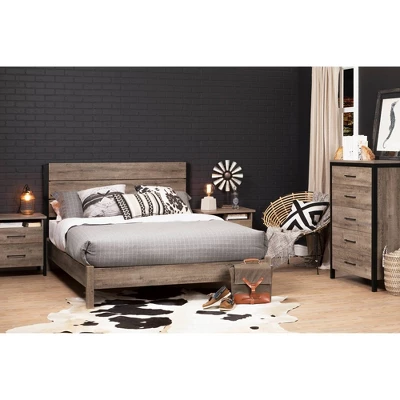 Munich Headboard Weathered Oak/Matte Black - South Shore 4 Munich Headboard Weathered Oak/Matte Black - South Shore - Image 2