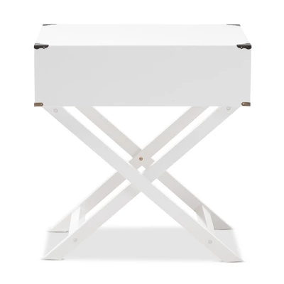 Curtice 1 Drawer Wooden Nightstand White - Baxton Studio 6 Curtice 1 Drawer Wooden Nightstand White - Baxton Studio - Image 4