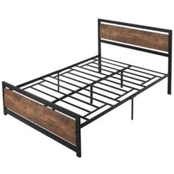 HOMCOM Full Platform Bed Frame With Headboard & Footboard, Strong Metal Slat Support Full Bed Frame W/ Underbed Storage Space, No Box Spring Needed -Baxton Furniture Store GUEST e567489e 57d1 4a4d b256 e1b4145886de
