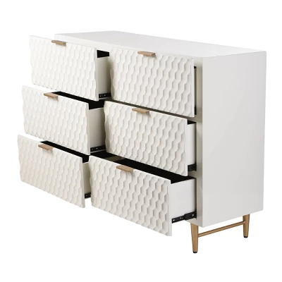6 Drawer With Handles Accent Dresser Cream/Gold - StyleCraft 3 6 Drawer With Handles Accent Dresser Cream/Gold - StyleCraft