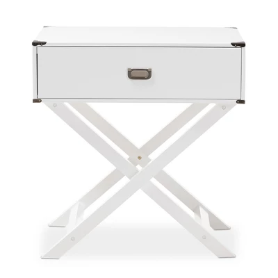 Curtice 1 Drawer Wooden Nightstand White - Baxton Studio 4 Curtice 1 Drawer Wooden Nightstand White - Baxton Studio - Image 2