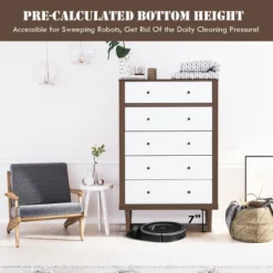 Costway 5 Drawer Dresser Wood Chest Of Drawers Storage Freestanding Cabinet Organizer -Baxton Furniture Store GUEST e6dea31d 8fb5 4936 8dfd 2354f9af2bef