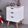 Costway White Side End Table Nightstand W/ 3 Drawers Mid-Century Accent Wood Furniture -Baxton Furniture Store GUEST e770535e 4b4e 4e21 b45b 3c57cc6fa3b2