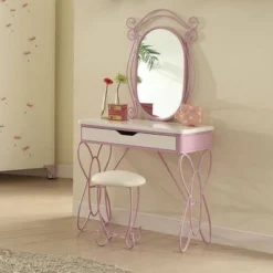 Vanity Set White Purple - Acme Furniture