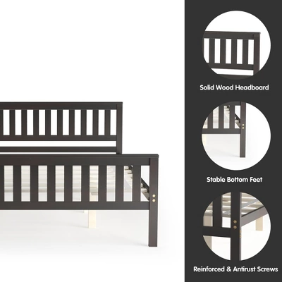 Costway Queen Wood Platform Bed With Headboard And Footboard Mattress Foundation 9 Costway Queen Wood Platform Bed With Headboard And Footboard Mattress Foundation - Image 7