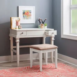 Adler Vanity Set White - Linon -Baxton Furniture Store GUEST ec4d63e3 ede1 4521 92c0 bad741e30b80