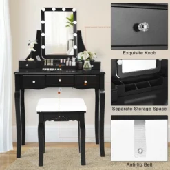 Costway Vanity Dressing Table Set W/Removable Box &10 Dimmable Bulbs Touch Switch 21 Costway Vanity Dressing Table Set W/Removable Box &10 Dimmable Bulbs Touch Switch -Baxton Furniture Store GUEST eea45c41 7000 451a 9fac f0cc96400767