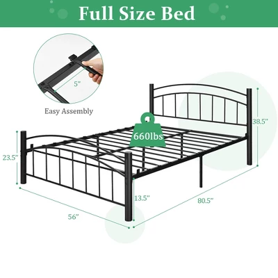 Costway Twin/Full/Queen Size Metal Bed Frame Platform Mattress Foundation With Headboard Footboard 5 Costway Twin/Full/Queen Size Metal Bed Frame Platform Mattress Foundation With Headboard Footboard - Image 3
