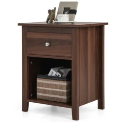 Costway 2 PCS Nightstand Side Table With Drawer Open Shelf For Living Room Bedroom Walnut/Brown 21 Costway 2 PCS Nightstand Side Table With Drawer Open Shelf For Living Room Bedroom Walnut/Brown -Baxton Furniture Store GUEST ef99abee 0b78 415a 83fc 4f2b3ee74bb7