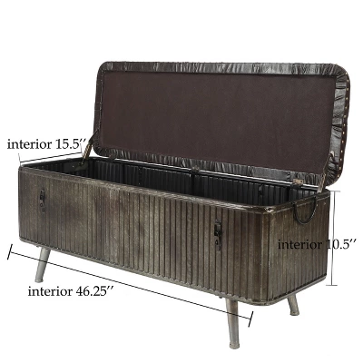 LuxenHome 47.5in. W Metal And Faux Leather Bench. 4 LuxenHome 47.5in. W Metal And Faux Leather Bench. - Image 2