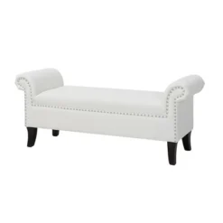 Jennifer Taylor Home Kathy Roll Arm Entryway Accent Bench -Baxton Furniture Store GUEST f0db032f 419d 41fc 98e1 19e1ad2c0fc8