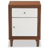 Harlow Mid-Century Modern Scandinavian Style Wood 1-Drawer And 1-Door Nightstand - White And Walnut - Baxton Studio -Baxton Furniture Store GUEST f0ee172e 9471 4307 8a4c daaf9f6cc4b6