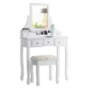 Tangkula Rotatable Mirror Vanity Set Makeup Dressing Table And Stool W/ 5 Drawers 2 Tangkula Rotatable Mirror Vanity Set Makeup Dressing Table And Stool W/ 5 Drawers -Baxton Furniture Store GUEST f0f8fe4e 9c09 4a12 b674 b3d68c51f7ee