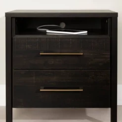 Gravity 2 Drawer Nightstand Rubbed Black - South Shore -Baxton Furniture Store GUEST f234d261 7d5c 406a 948c 9e7676aeeae1