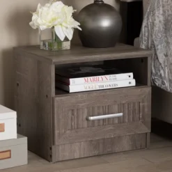 Gallia Modern And Contemporary Oak Finished 1 Drawer Nightstand Brown - Baxton Studio -Baxton Furniture Store GUEST f2afd751 92a3 4d5f b25b 6917e77a682d
