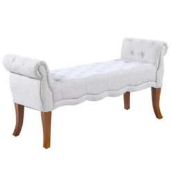 HOMCOM Traditional Style Entryway Bed End Shoe Bench With Button Tufted And Rounded Arm For Living Room -Baxton Furniture Store GUEST f304ea38 e077 4946 8172 07c3d1a68b53
