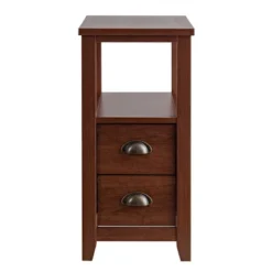 Tangkula 2-Piece Retro Side End Table Rectangular Nightstand With 2 Drawers & Shelf Coffee/Brown -Baxton Furniture Store GUEST f49833cd 9799 491b b63e 3a8c2c199058