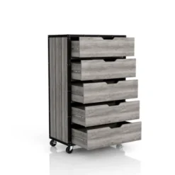 Mara Lavista Mobile 5 Drawers Chest Vintage Gray Oak - MiBasics -Baxton Furniture Store GUEST f4ec6536 bd41 43f2 8e40 4e37a1c3dc9c