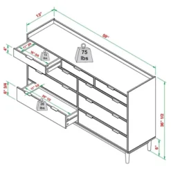 Mid-Century Modern Solid Wood 9 Drawer Horizontal Dresser - Saracina Home 20 Mid-Century Modern Solid Wood 9 Drawer Horizontal Dresser - Saracina Home -Baxton Furniture Store GUEST f5f0f1ab b228 4bb6 8748 20f45ddb371e