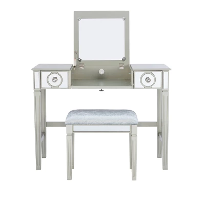 Madison Silver Vanity Set Silver - Linon 7 Madison Silver Vanity Set Silver - Linon - Image 5