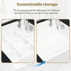 43.3" Modern Vanity Table Set With Flip-Up Mirror, LED Lights And Storage - ModernLuxe -Baxton Furniture Store GUEST f6cd4564 622d 489c 80e9 7715f011a192