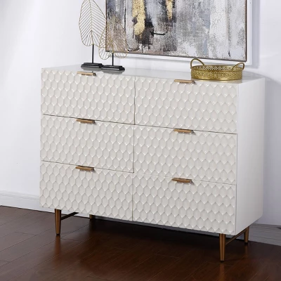 6 Drawer With Handles Accent Dresser Cream/Gold - StyleCraft 8 6 Drawer With Handles Accent Dresser Cream/Gold - StyleCraft - Image 6