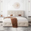 Upholstered Queen Size Platform Bed With Classic Headboard And 4 Drawers-ModernLuxe -Baxton Furniture Store GUEST f73397f0 7b44 4985 b25e 592bfeeb195f