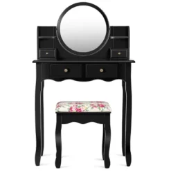 Tangkula Vanity Table Set W/Detachable Mirror & Stool Black/White 18 Tangkula Vanity Table Set W/Detachable Mirror & Stool Black/White -Baxton Furniture Store GUEST f83335d1 011d 4227 9ca8 6ab199ead044 1