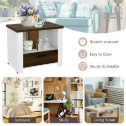 Costway Accent Nightstand With Drawer And Open Shelf Sofa End Table Bedroom Living Room -Baxton Furniture Store GUEST f85b9dd8 e9e3 41ff 88d8 69145f516807
