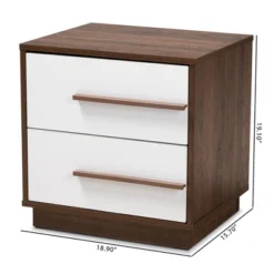 Mette Walnut Finished Wood Nightstand White - Baxton Studio -Baxton Furniture Store GUEST f87dd017 dfec 4784 9ae4 549e10e322b1