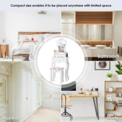 Costway White Vanity Jewelry Makeup Dressing Table Stool Drawer 15 Costway White Vanity Jewelry Makeup Dressing Table Stool Drawer -Baxton Furniture Store GUEST f8b60341 a85d 4a01 8b6b 36fb18d51e8d