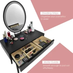Costway Vanity Makeup Table Touch Screen 3 Lighting Modes Dressing Table Stool Set WhiteBlack Gray -Baxton Furniture Store GUEST fb398c72 9176 49f7 a73e 82af8fc82039
