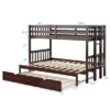 Costway Twin Over Twin Pull-Out Bunk Bed With Trundle Wooden Ladder WhiteEspresso -Baxton Furniture Store GUEST ffa44bea 39dc 418c 8291 4cc5000a567f