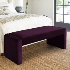 Kaia 47" Velvet Waterfall Upholstered Bench-The Pop Maison -Baxton Furniture Store GUEST fff06cc7 e442 42a1 a814 37f7c55c2c02